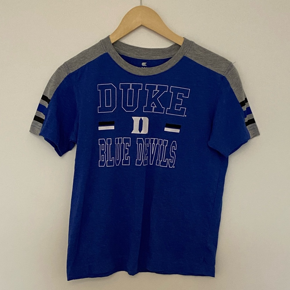 Colosseum Youth Duke Blue Devils Grey and Blue T-Shirt, Size Youth Large (16-18)